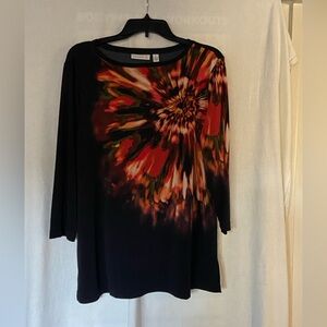 Stunning long sleeve top Belle by Susan Graver black & red 
design L